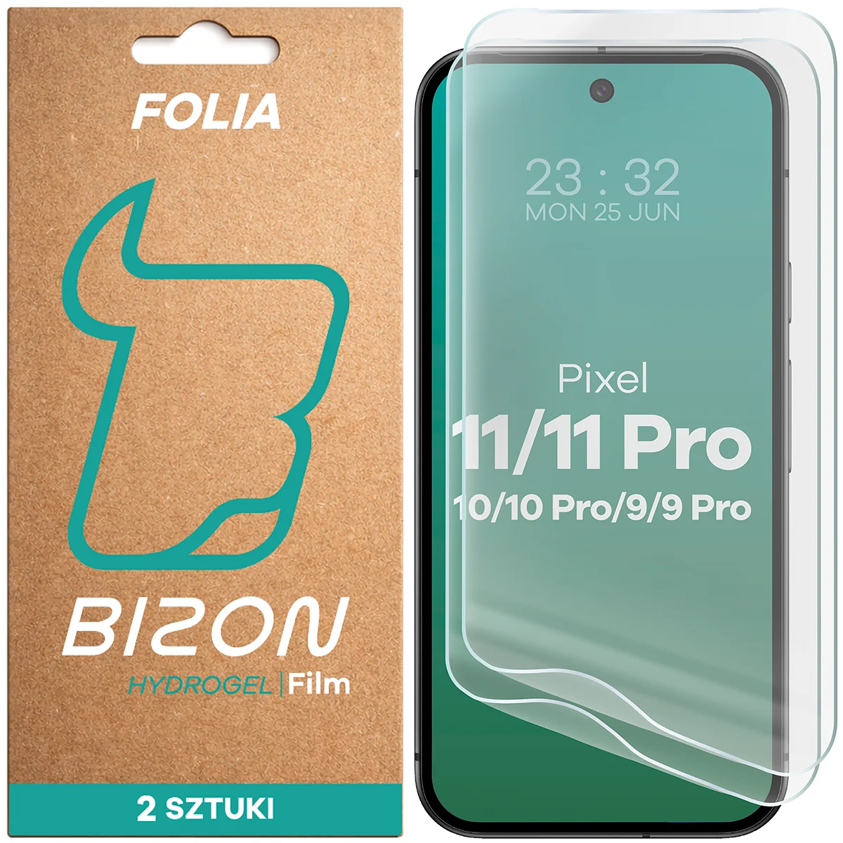Folia hydrożelowa na ekran Bizon Film Hydrogel Front Duo do Google Pixel 11 / 11 Pro / 10 / 10 Pro / 9 / 9 Pro, 2 sztuki